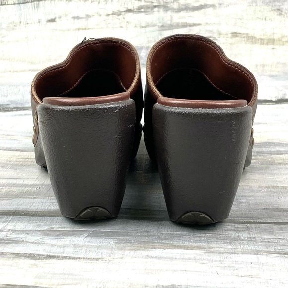 Brown Leather Clogs Cherokee “Blanche” Y2K Chunky Studded Slip-On Mules 6M - Picture 7 of 15